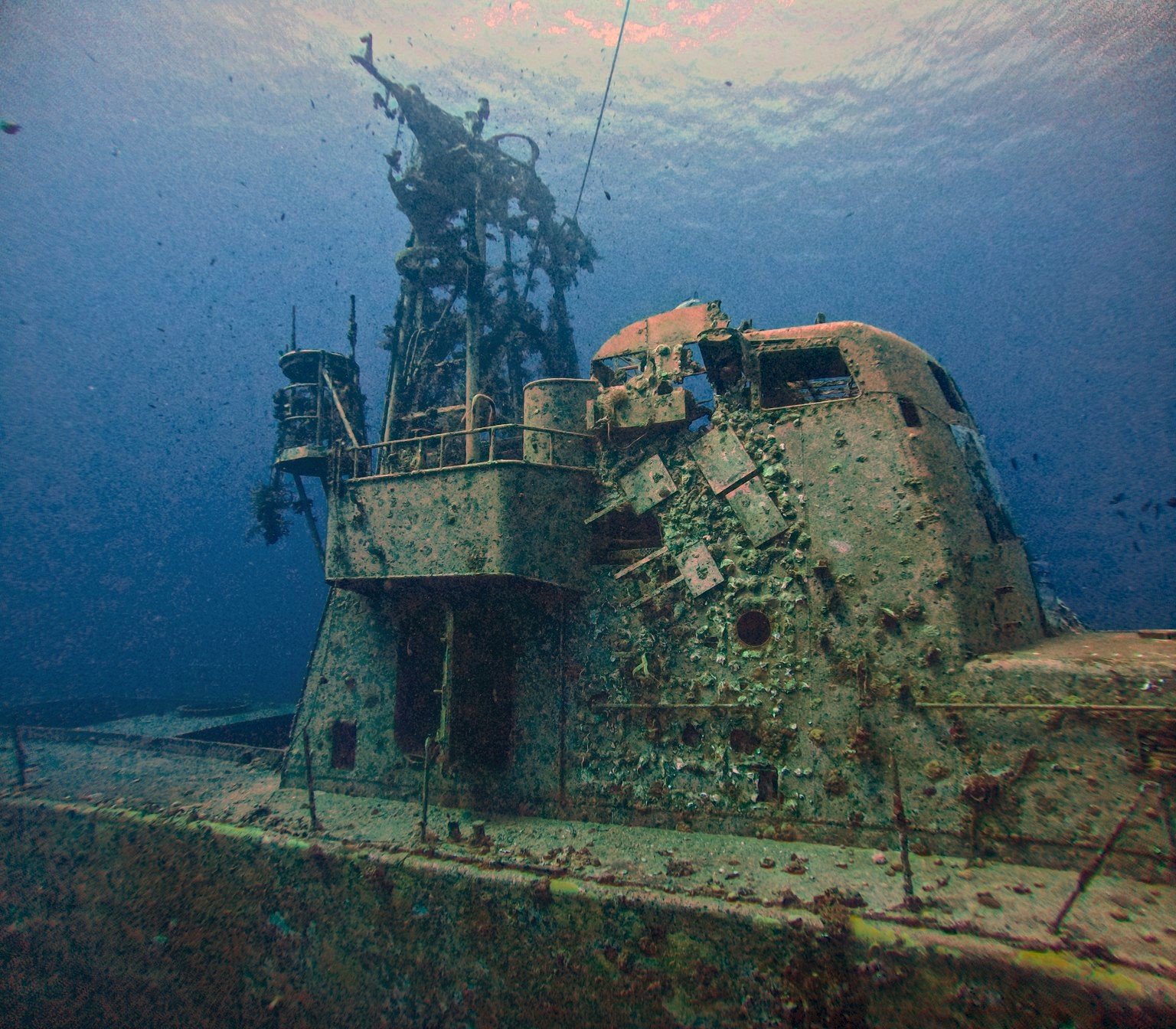 DiveLens result: The superstructure and railings of the Satil wreck