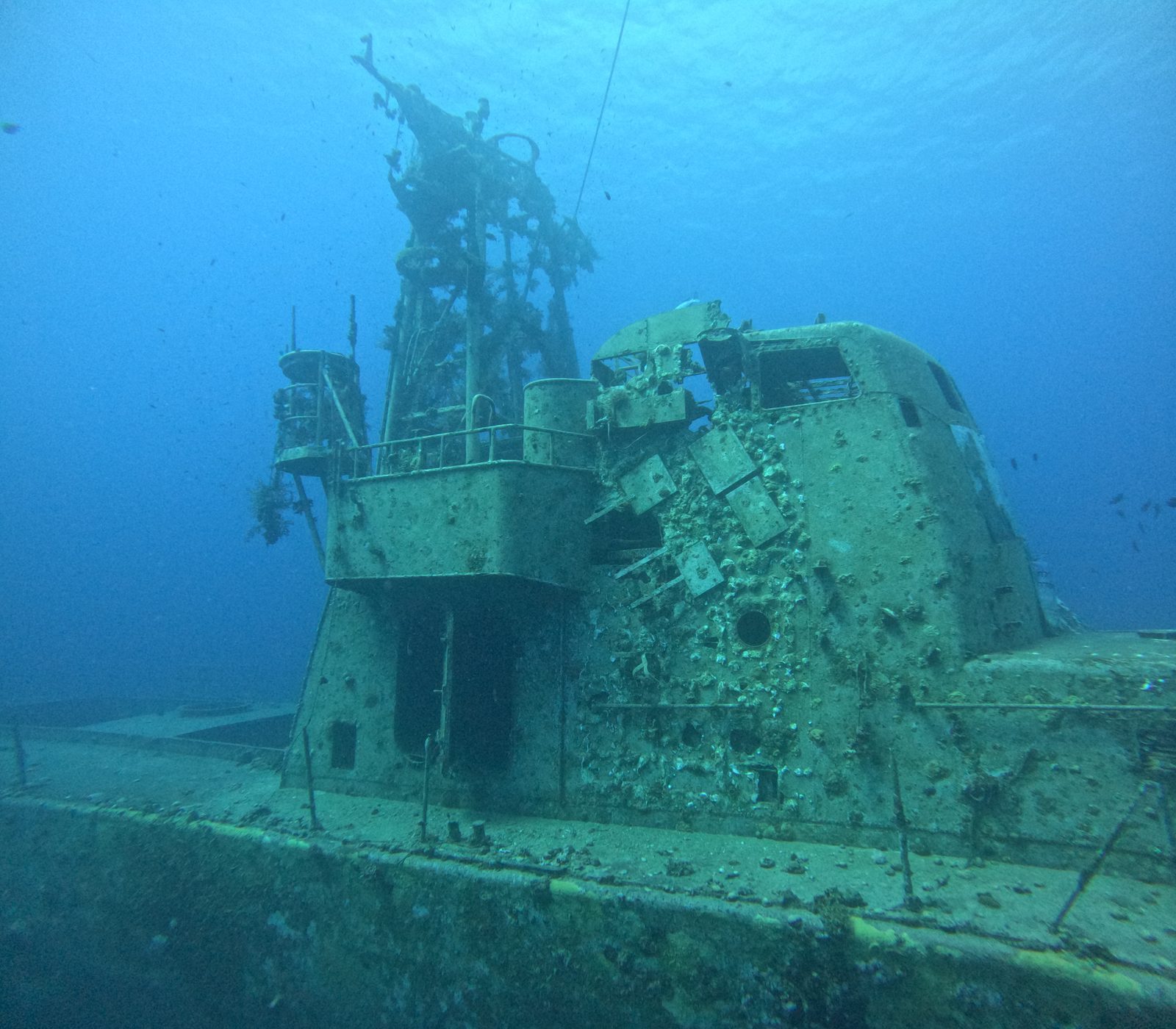 Original: The superstructure and railings of the Satil wreck